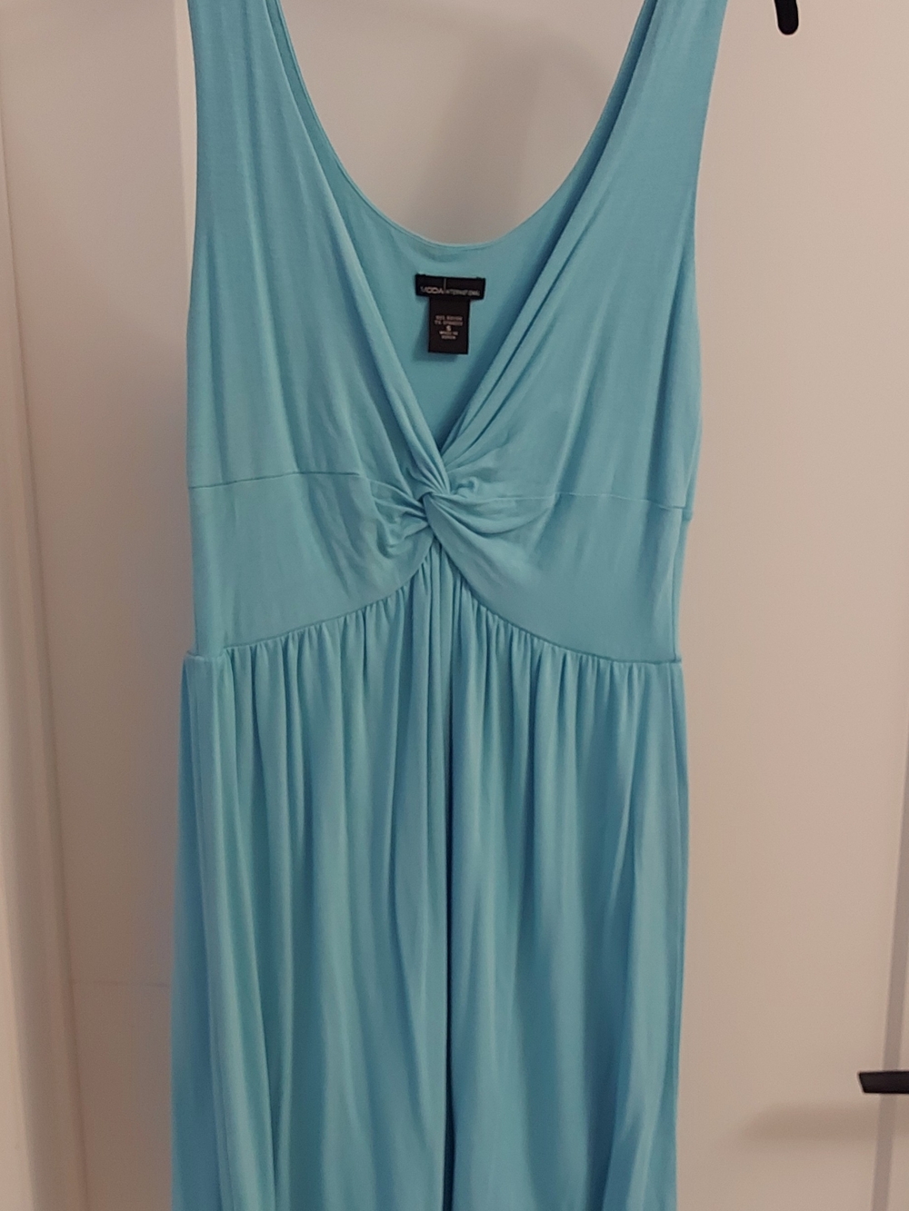 Moda International Aqua Blue Twist-Front Sleeveless Tunic